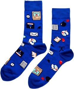 Yellow Owl Vintage Computer Nerd Crew Socks