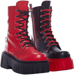 Mismatched Platform Combat Boots