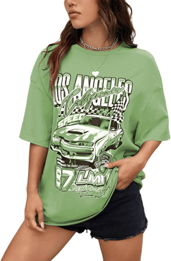 MISSACTIVER Women's Oversized Drop Shoulder Graphic Print T-Shirt