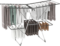 Giantex Clothes Drying Rack, Foldable Laundry Drying Rack with 33 Drying Rails, 3-Level Adjustable Height, Versatile Clips, Wave-Shaped Bars, Collapsible Freestanding Airer for Indoor Outdoor Silver & Gray
