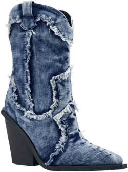Women's Mid Calf Western Boots with Rhinestones
