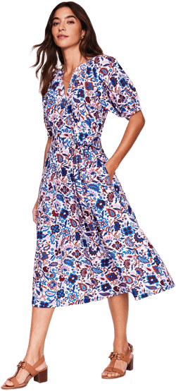 Boden Women's Bria Puff Sleeve Midi Dress