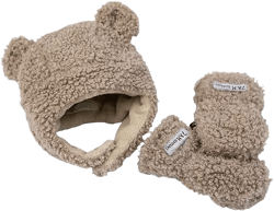 7AM Enfant Unisex Le Cub Teddy Mitten & Hat Set - Baby
