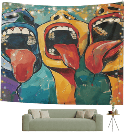 THYUNQ Weird Tapestry Wall Hanging, Colorful Abstract Tapestry for Bedroom Aesthetic, Howling Mouth Tongue Tapestries, Tapestry Psychedelic Tapastry Home Living Room Dorm Decor, 36x48 Inch Style 06 - Weird 36"x 48"