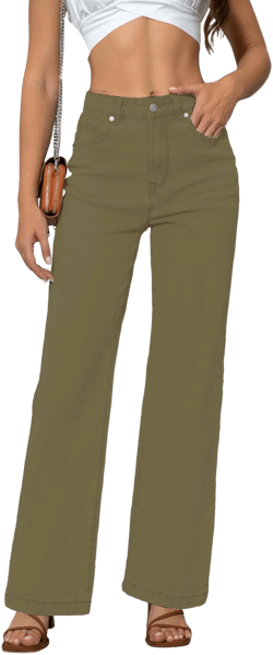 ETTELO Women's High-Waisted Straight Leg Lightweight Tummy Control Jeans