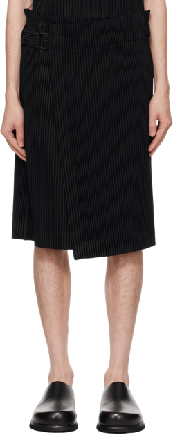 ISSEY MIYAKE Men's Pleated Cotton Twill Midi Skirt