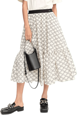MO&Co. Women's Logo Print Ruffle Midi Skirt