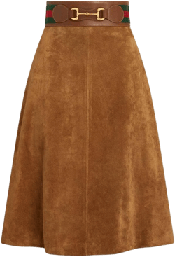 Gucci Belted Suede Skirt