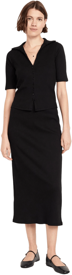 Old Navy Women's High-Waisted Ribbed Midi Skirt