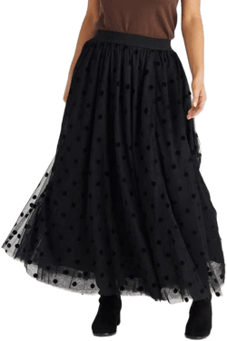 Brave+True Carrie Velvet Dot Tulle Maxi Skirt