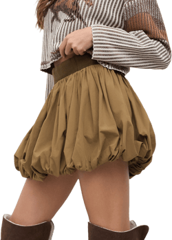 100% Cotton Mid Rise Mini Bubble Skirt