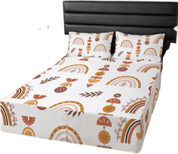 Erosebridal Rainbow Full Bed Skirt, Flower Branches Bed Skirts for Kids Girls Child Teens Women Bedroom, Cartoon Style Floral Bedskirt Bohemian Iridescent Bedding 3 Pieces with 2 Pillow Cases Multi 07 Full