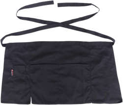 DOITOOL Black Apron Bib Apron 3 Pockets Waitress Aprons Water Oil Stain Resistant Waiter Server Waist Aprons for Men Women (Black) Short Apron Black Sarong