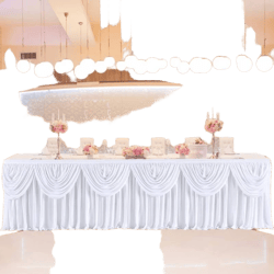 gogoparti White Ruffle Table Skirt for Rectangle Tables 14ft White Tutu Tablecloth for Wedding Birthday Party Bridal Banquet