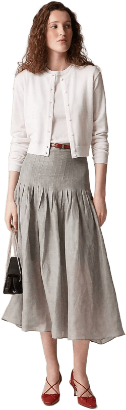 J.Crew Women's Pleated Drop-Waist Midi Skirt