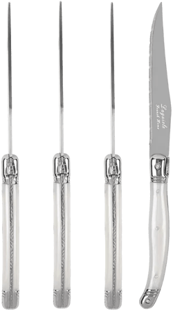 French Home Laguiole Connoisseur 4-Piece Steak Knife Set with Handles