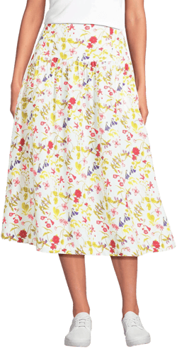 Lands' End Women's Poplin Drop Waist Midi Skirt