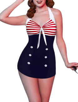 Ekouaer Women's Vintage Retro Push Up Swimsuit