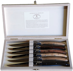 Laguiole Jean Dubost Assorted Wood Handle Steak Knives, Set of 6
