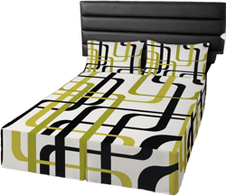 Erosebridal Abstract Geometric Bed Skirt Queen for Women Boys Modern Geometric Lines Bedding Set Turquoise and Black Bedroom Decor Bed Skirts Vintage Texture Color Art Design Bedskirt Multi 3 Queen
