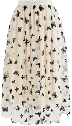 CHICWISH Women's Velvet Flower Blossom Mesh Tulle Skirt