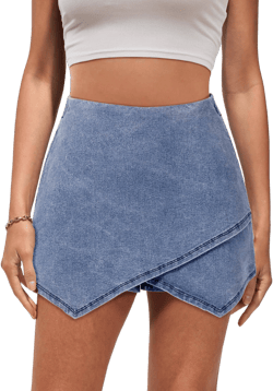 Luvamia High-Waisted Stretchy Denim Skorts