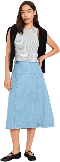 Old Navy Women's Mid-Rise Jean Midi Skirt