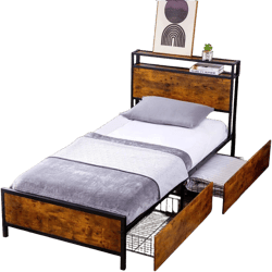 GAZHOME Twin XL Bed Frame with 2 XL Storage Drawers