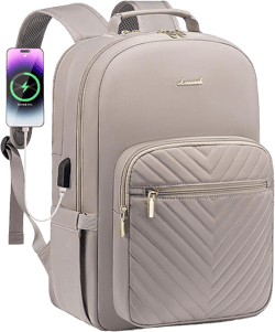 LOVEVOOK Laptop Backpack for Women 17.3 inch,Cute Womens Travel Backpack Purse,Professional Laptop Computer Bag,Waterproof Work Business College Teacher Bags Carry on Backpack with USB Port,Taro Grey