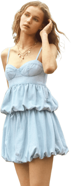 H&M Bubble-Hem Denim Skirt
