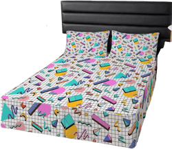 Retro 80s Style Bed Skirt Twin,Abstract Geometric Bedskirt Urban Modern Design 90s Circles Triangle Bed Skirts Colorful Pop Art Inspired Pattern Bedding Decor for Women Watercolor Kawaii Room Decor Multi 30 Twin