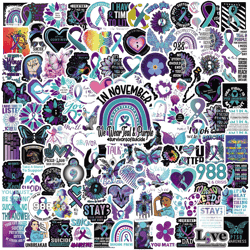 227Pcs Suicide Awareness Stickers Pack, Purple Ribbon Aesthetic Vinyl Waterproof Sticker Decals for Water Bottle,Laptop,Phone,Scrapbooking,Journaling Gifts for Adults Women Teens Kids 227suicide Awareness