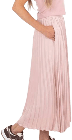 Ladies High Waisted Pleated Satin Skirt