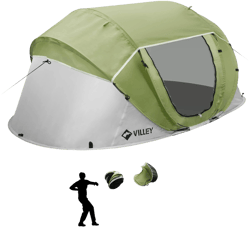 Villey 2 Person Easy Pop Up Waterproof Automatic Setup Instant Lightweight Camping Beach Tent with Carrying Bag