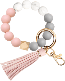 Silicone Beaded Keychain Bracelet with Card Wallet
