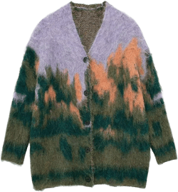 Women's Fluffy V-Neck Single Breasted Cardigan Sweater