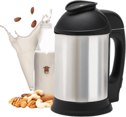 Almond Cow Nut Milk Maker Machine Includes Glass Pitcher & Cleaning Brush, Plant-Based Milk Maker for Almond, Oat, Cashew, Soy Milk, Stainless Steel, 5-6 Cups, 120V