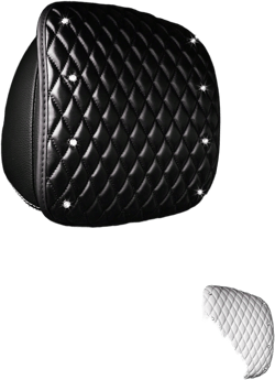 MEIKAXIU 1pc Comfortable Soft Leather Embroidered Rhinestone Shiny Bling Bling Car Headrest Cover, Removable Car Seat And Headrest Decoration, Suitable For Women