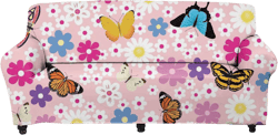 Forchrinse Colorful Butterfly Floral Stretch Sofa Slipcover for Women Soft Polyester Couch Cover for 3 Cushion Couch Slipcover,Keep Clean Colorful Butterfly Floral 3 Seater Sofa:74"- 90"