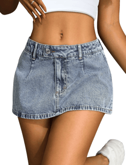 Women's Low-Waisted Stretch Denim Mini Skirt