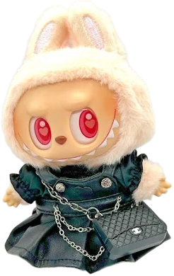 No Doll Pop Mart Labubu Leather Skirt Clothe Rebel Set Outfit For