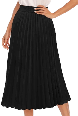 DRESSTELLS Pleated Midi Skirts for Women Aline Long High Elastic Waisted Summer Flowy Chiffon Swing Skirt
