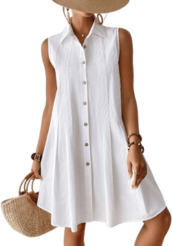 Women's Sleeveless Button Down Swimsuit Coverup