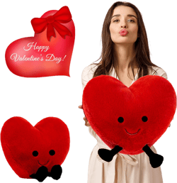 Cute Red Heart Stuffed Plush, Red Heart Pillow Plushies Toy, Soft Love Figure Plush Pillow Stuffed Dolls Cushion for Men and Women Birthday Wedding Lovers Valentine Classroom Students Gifts