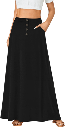 Rooscier Women's High Waist A-Line Skirt with Pockets