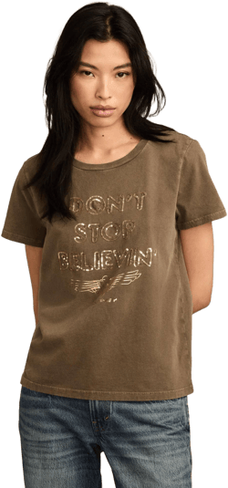 Lucky Brand Women's Don't Stop Believin' Sequin Crewneck Tee