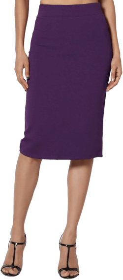 TheMogan Women's Gisele Ponte Basic Knee Pnecil Skirt Plus