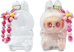 Tcomenun Transparent PVC Keychain Protector for Labubu Plush Figures Clear Display Case for Pop Mart Labubu Monster Series