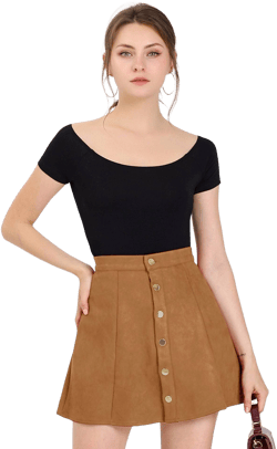 Allegra K Women's Faux Suede A-Line High Waisted Skirt