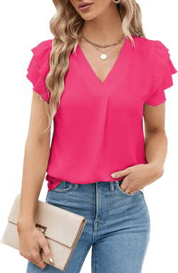 Blooming Jelly Women's Dressy Casual V-Neck Short Sleeve Shirt